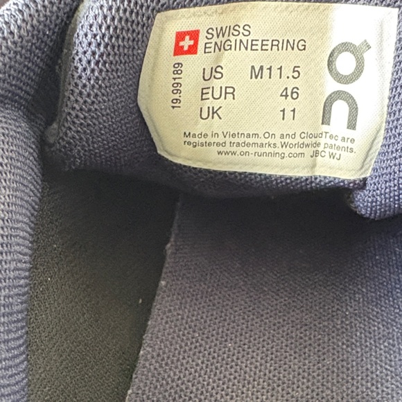 On Running Men's Waterproof Dark Blue Athletic Shoes size 11.5 - Picture 10 of 12